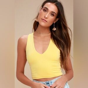 Feel Like Dancing Yellow Crop Top- Lulus Basics